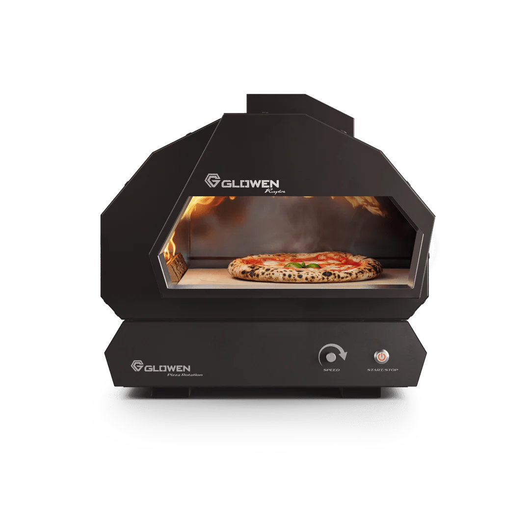 Glowen Raptor met automatisch draaiende pizza steen