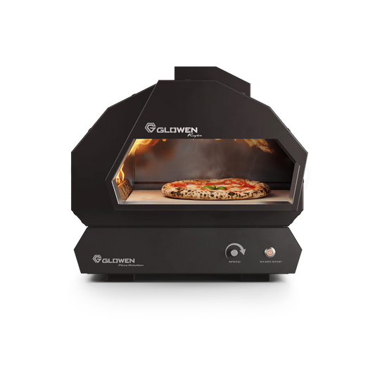 Glowen Raptor met automatisch draaiende pizza steen